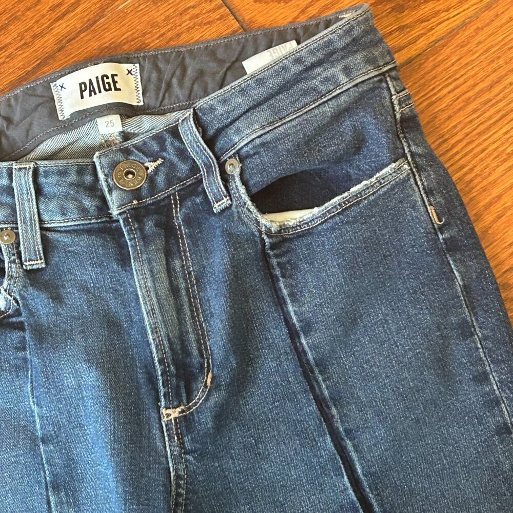 Paige Denim Jeans Julia Model Front Seam size 25 Skinny Jeans Raw Hem Pristine - Picture 8 of 14